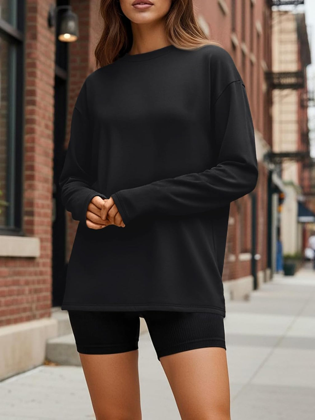 Trendy Queen Women's Oversized Long Sleeve T-Shirt - Casual Spring & Fall Basic Tee in Y2K Style