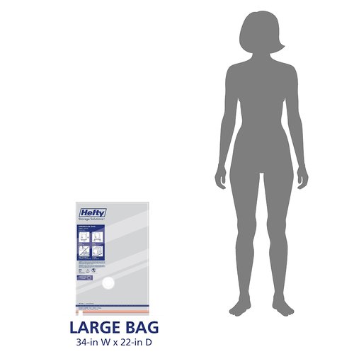 Hefty Vacuum Bags for Clothes 4 Pack, Space Saving Large Vacuum Storage Bags (34 X 22 Inches) Compression Seal for Bedding, Travel Pump Included (4 Large Heavy Duty)