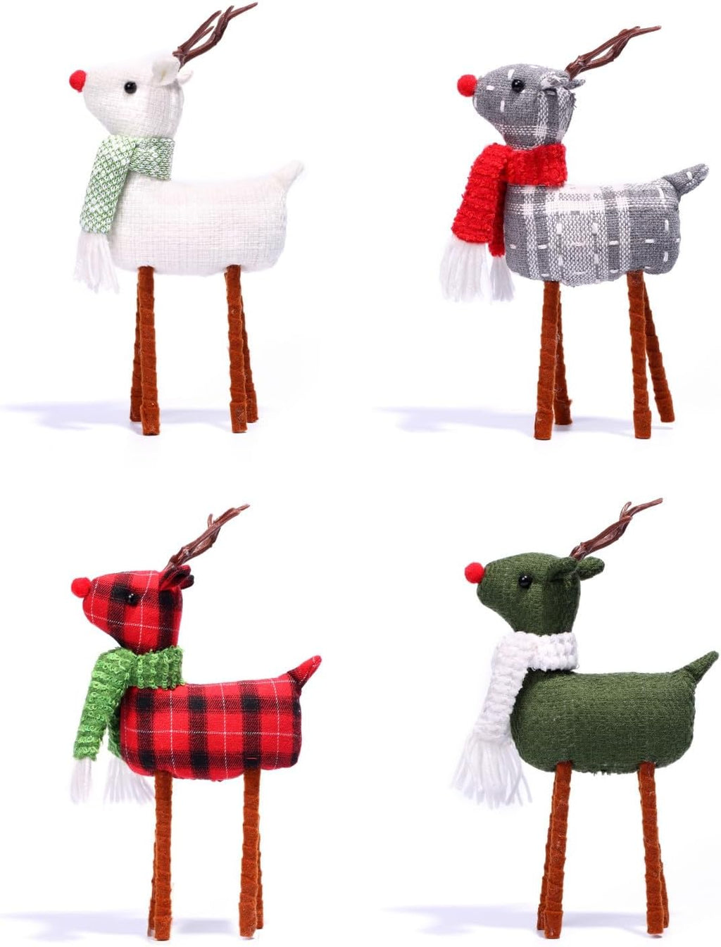 Skiennix Reindeer Christmas Decoration - Handmade Plush Elk Figurines | 4-Piece Indoor Set