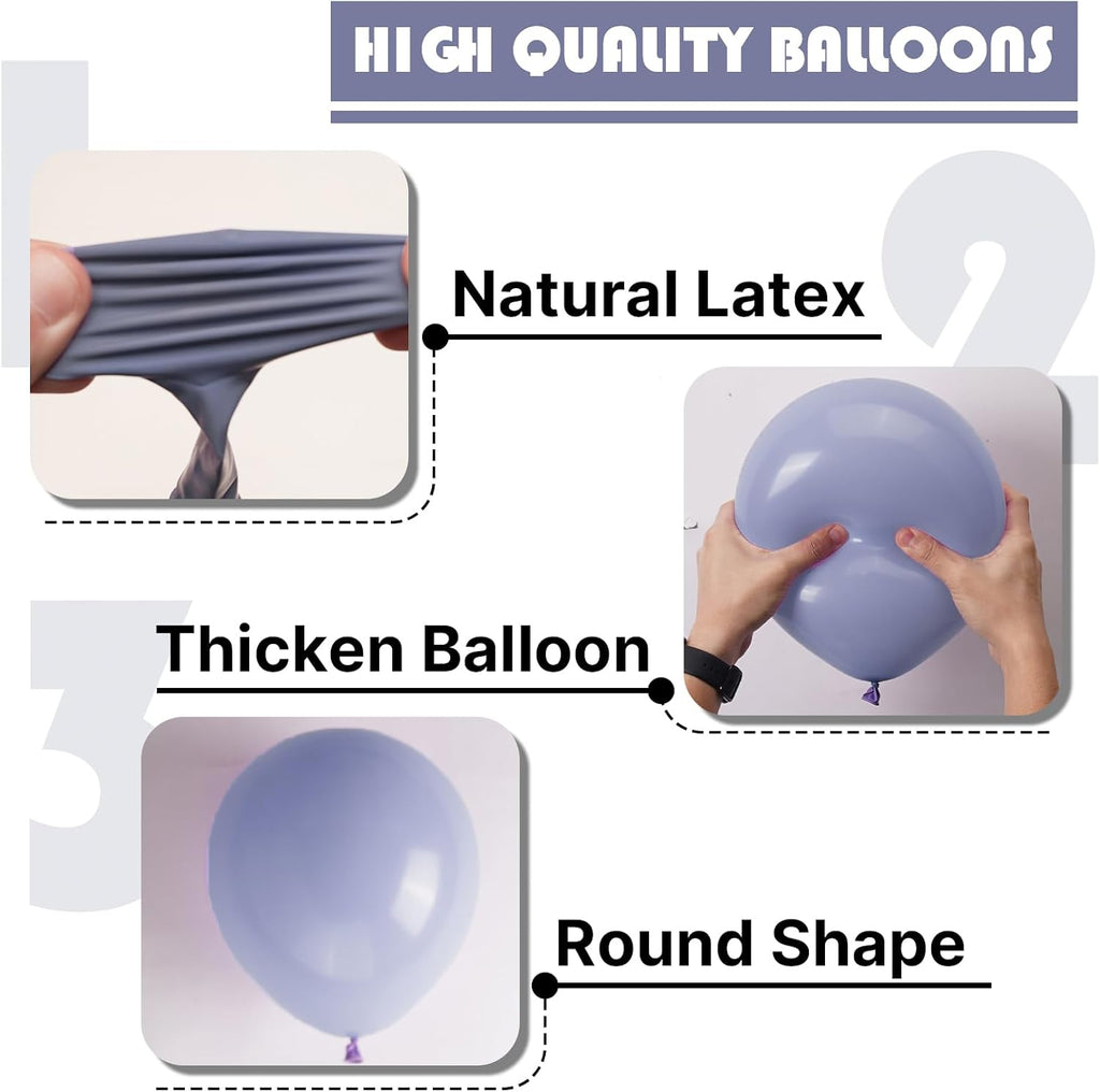 PartyWoo Dusty Blue Balloon Arch Kit - 120pcs in Various Sizes for Baby Showers & Birthdays | Muted Lavender