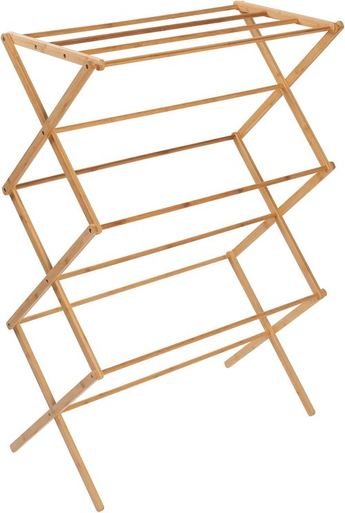 Honey-Can-Do Collapsible Bamboo Drying Rack - Sturdy & Portable Space-Saving Air-Drying Solution for Clothes, Towels & Delicates