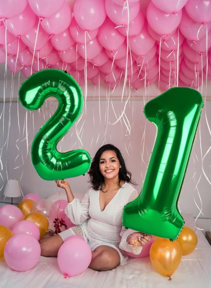 Regine Switzerland 40-Inch Dark Green Number 21 Balloons - Perfect Birthday & Graduation Party Decor