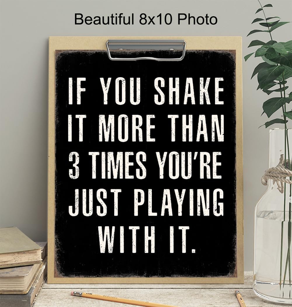 Skiennix Bathroom Wall Decor - Rustic Black Funny Sayings | Cute Sarcastic Gifts for Him - Small Masculine Art Print