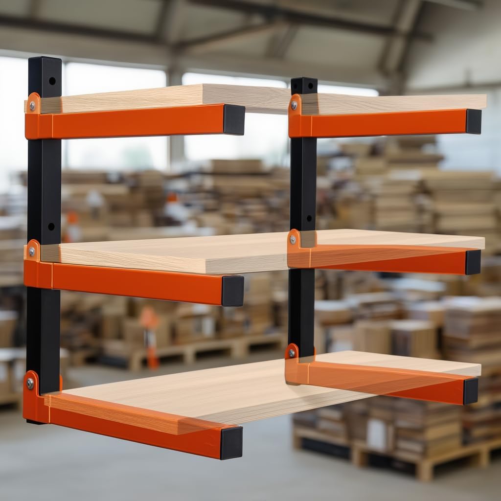Wefaith Wood Organizer - Heavy Duty Metal Cantilever Storage Rack | Holds Up to 600 lbs, 3-Level Design, 2 Pack