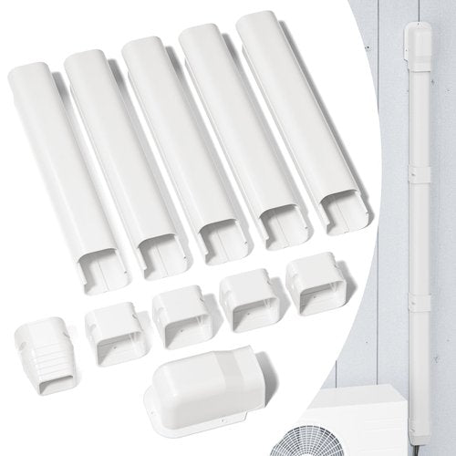 GUEQUITLEX 3" W 7.5 Ft Mini Split Line Set Cover Kit Air Conditioner Decorative PVC Line Cover Kit for Central Air Conditioner Mini Split AC Cover for Outside Heat Pumps Tubing Cover