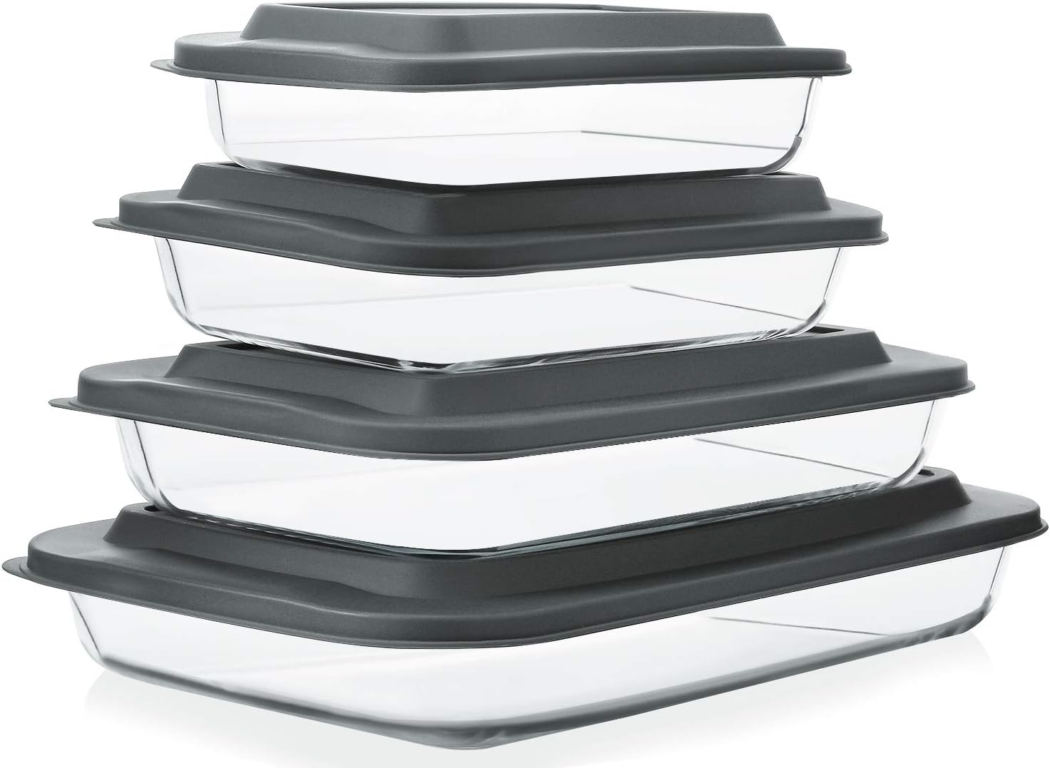 MCIRCO Glass Baking Dish Set - 8 Pcs with Lids & 9 Pcs Stainless Steel Baking Sheet Tray Set | Perfect for Cooking & Baking