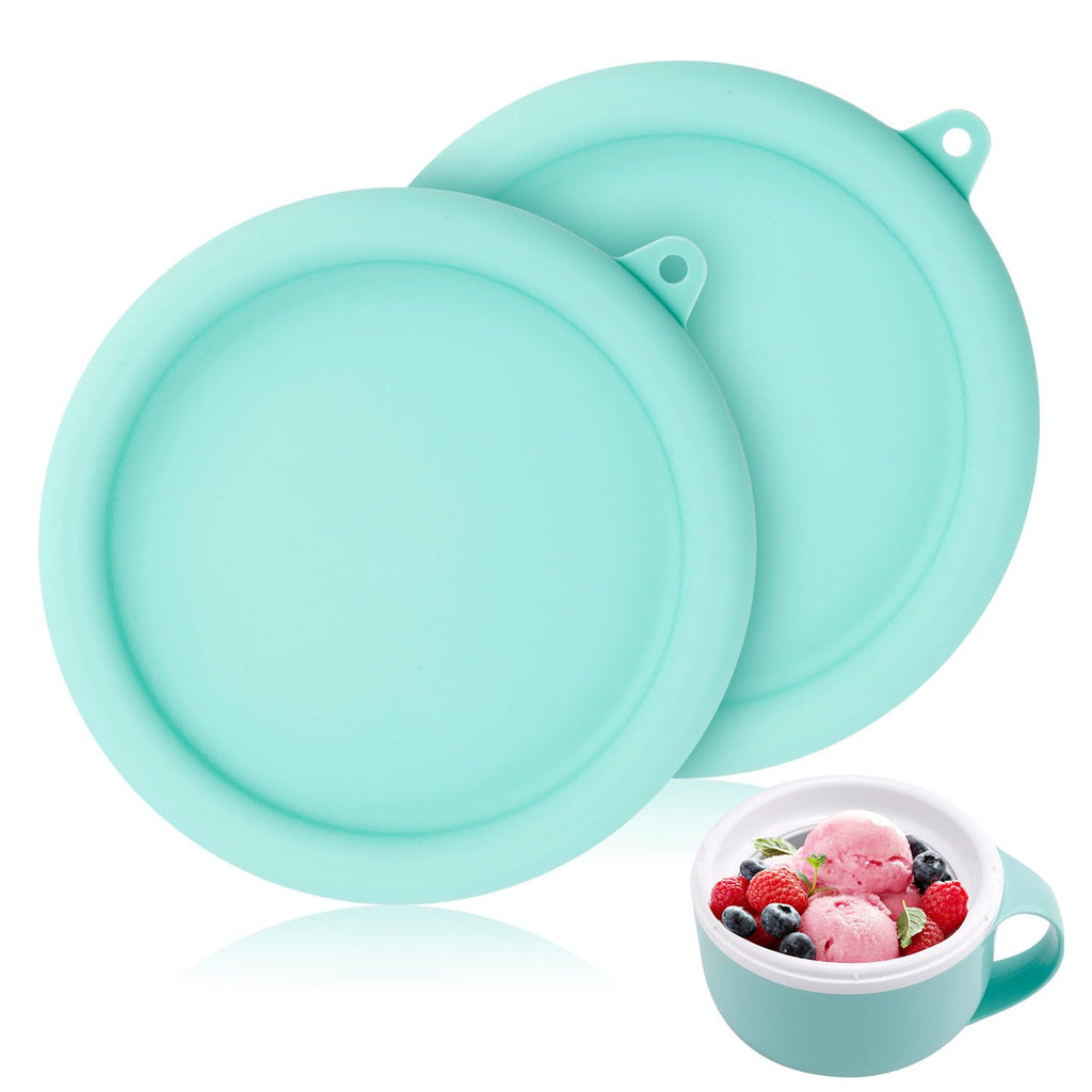 2pcs Silicone Lid for Dash My Mug, 5.9in BPA-Free Silicone Bowl Covers Storage Lid Replacement for Dash Ice Cream Maker Mug (Light Green)