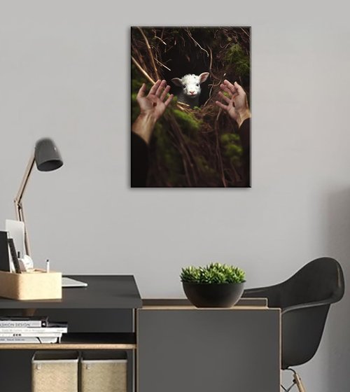 DJSYLIFE Jesus Christ Wall Art - Inspirational Canvas Poster of the Lost Lamb | Modern Religious Decor for Home & Church