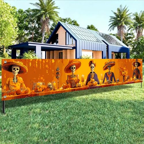 BlissYard Day of the Dead Banner | 118x20 Inch Sugar Skull Decor
