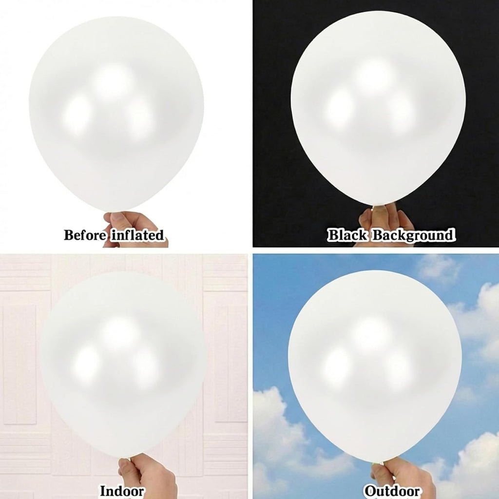 RUBFAC Pearl White Balloon Garland Kit - 154pcs Latex Balloons in 5-18 Inch Sizes for Weddings & Parties