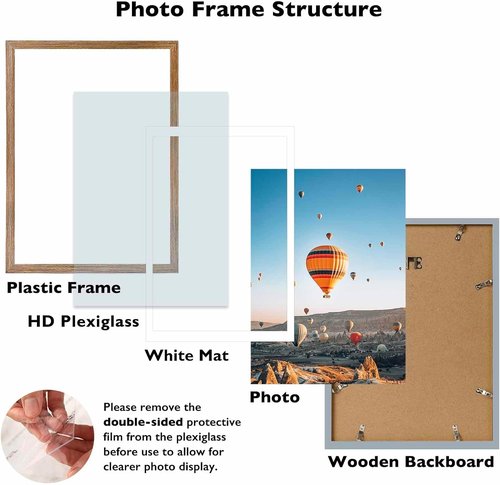 JCJMY 12x16 Picture Frame - Rustic Brown Wall Display for 10x14 Photos with Mat or 12x16 Without Mat