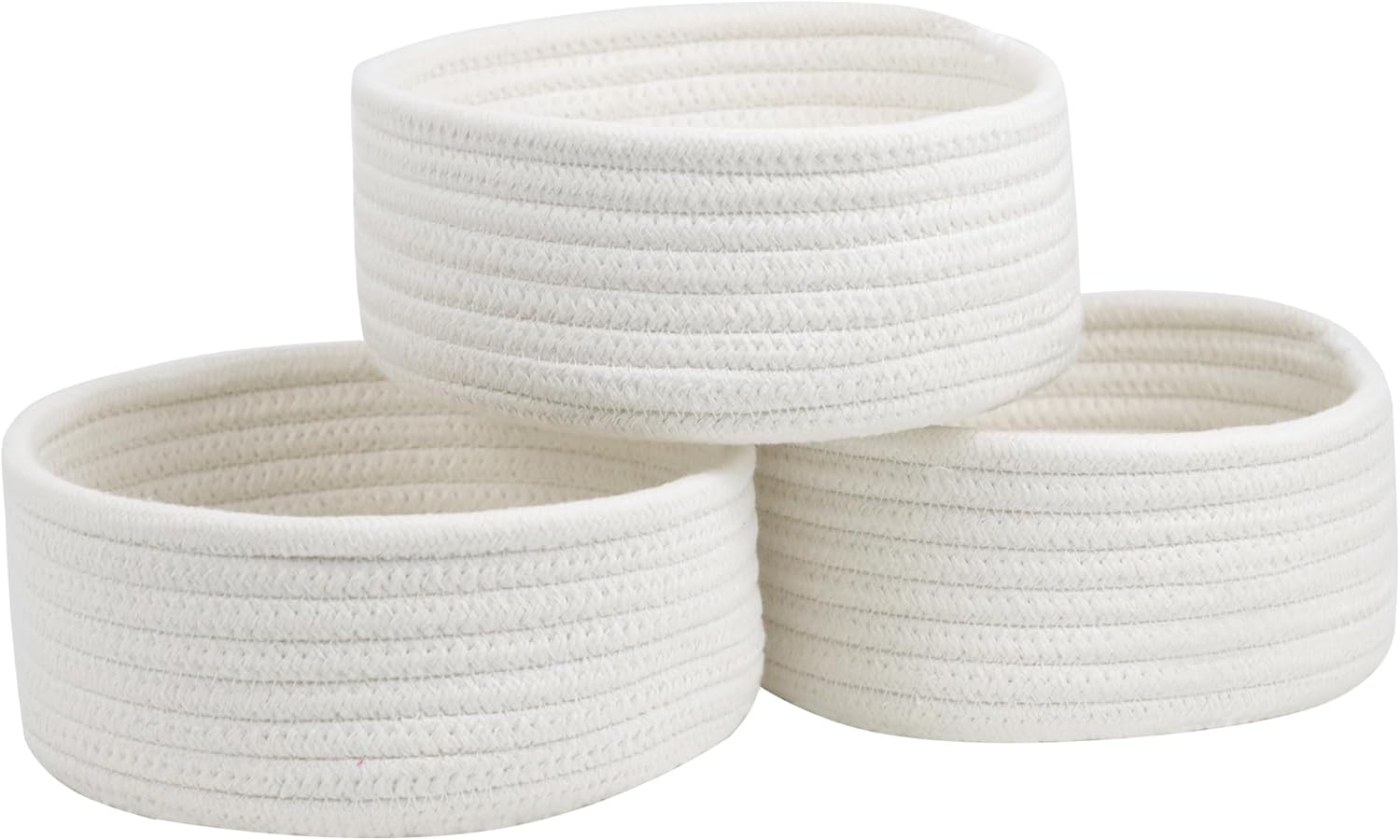 Small Woven Baskets Set by [Brand Name] - Cute Cotton Rope Organizing Bins for Nursery & Bathroom