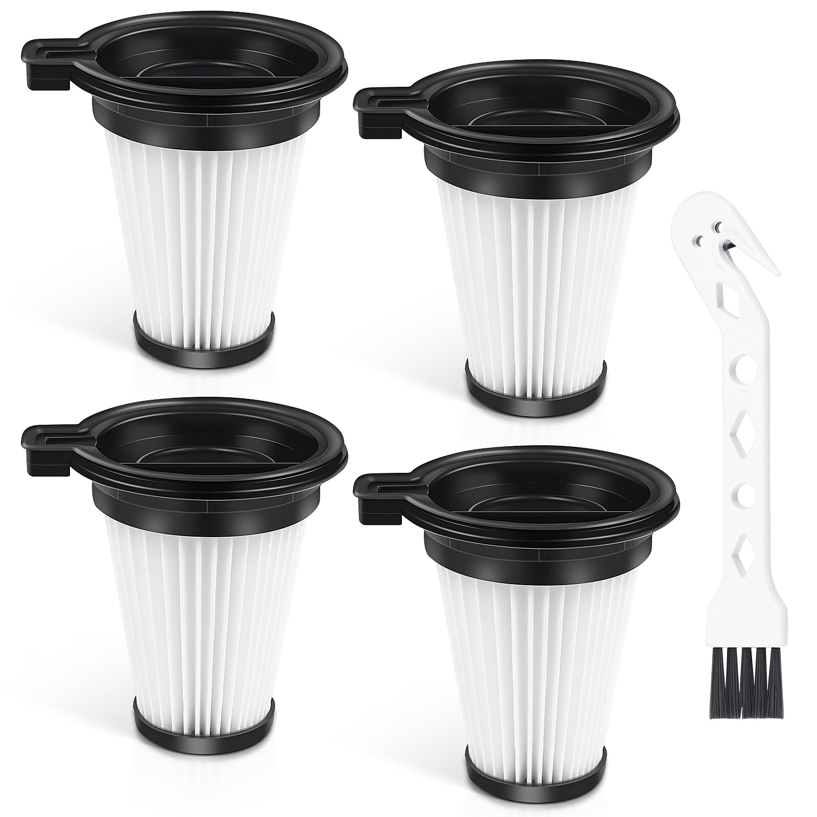 4 Pack Replacement Filters for Wyze Cordless Vacuum Cleaner, Removable and Washable Filter Accessories Set with 1 Cleaning Brush