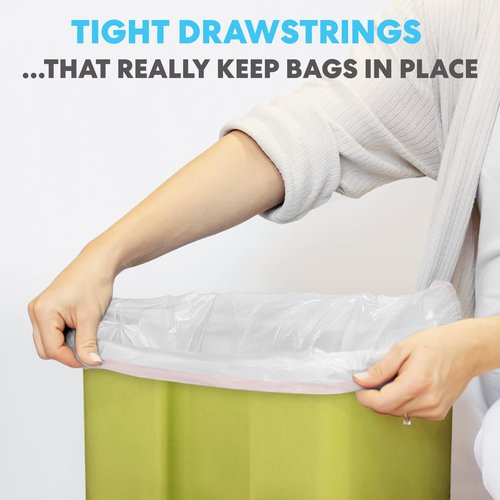 SIMPLI-Magic 8 Gallon Drawstring Trash Bags, Code A, 120 Pack – Tall Kitchen Garbage Bags, Custom Made with Premium Materials (White)