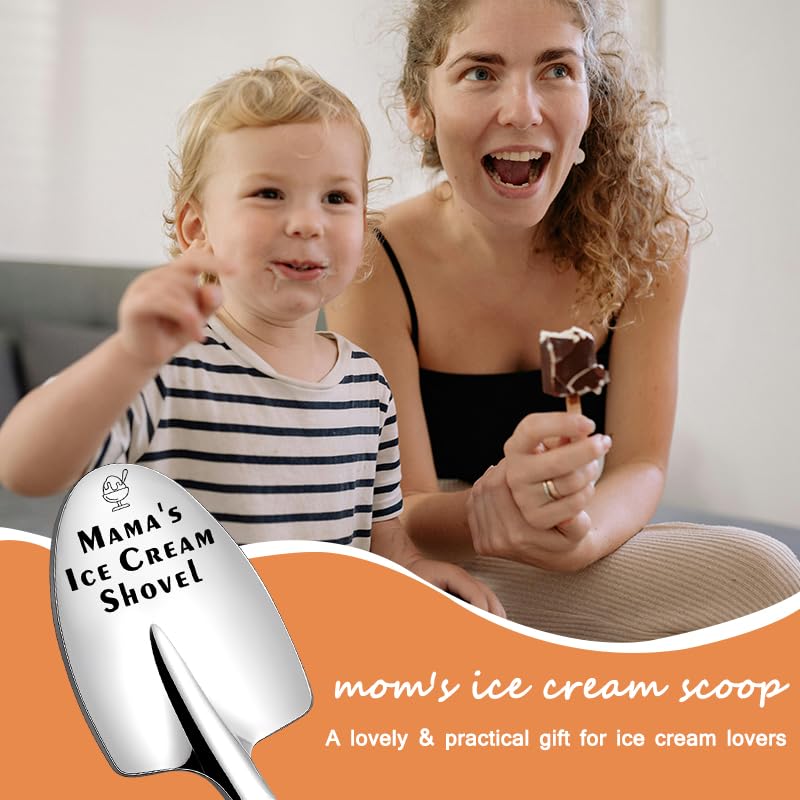 Borhmty Engraved Stainless Steel Ice Cream Spoon Gift for Mom