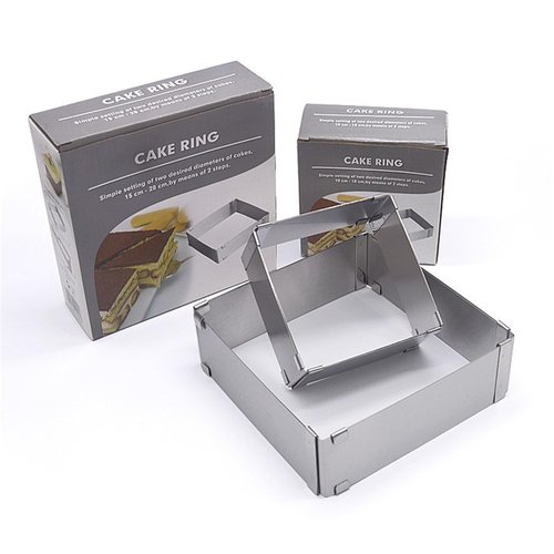 2 Pcs baking frames stainless steel mousse ring square retractable adjustable cake pan baking tools - baking pan square adjustable baking frame cake frame high 1.97in