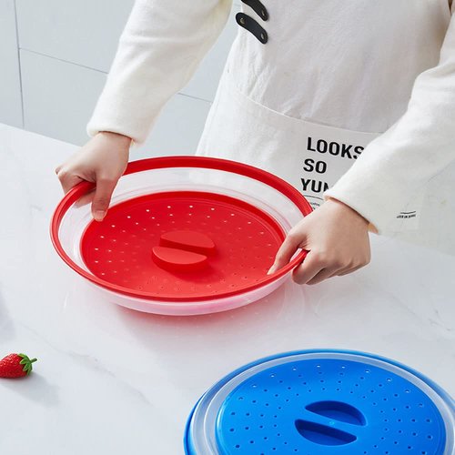 Collapsible Microwave Splatter Cover, 10.5 Inch, Dishwasher-safe, Microwave Plate Cover With Steam Vent，BPA-Free Silicone & Plastic (white)