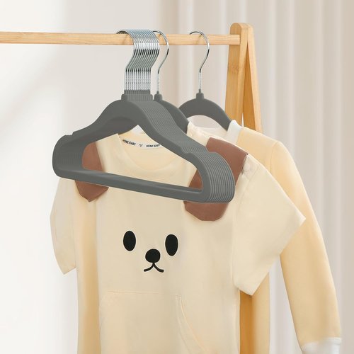 GoodtoU Velvet Baby Hangers - 11" Toddler & Infant Clothing Hangers | 20-Pack in Dark Grey