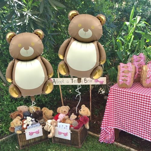 35-Inch Gold Bear Foil Balloons - 2 Pack for Baby Showers & Parties