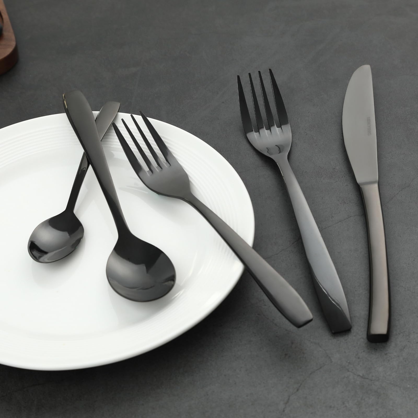 LIDEYING Black 60 Piece Silverware Set,Stainless Steel Flatware Set for 12,18/0 Rust-Proof Cutlery Set with Forks & Spoons,Mirror Polished Dishwasher Safe - Heavy Duty Tableware for Home & Dining