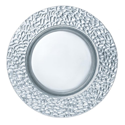 Eliada Set of 4 Clear Glass Charger Plates 12.4” – Elegant Thick Dinner Chargers Handmade in Italy – Luxury Transparent Glass Plates for Weddings, Holidays & Everyday Dining