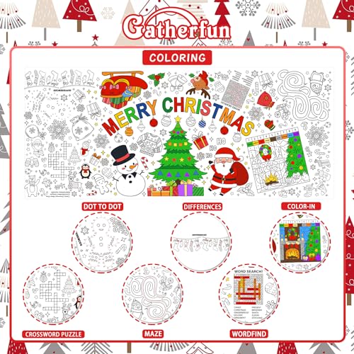 Christmas Activity Poster Banner - 31.5 x 72 Inches Holiday Coloring & Games