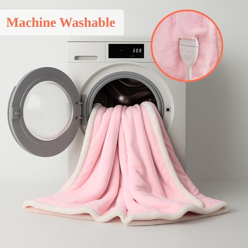 Klaggie Wearable Heated Blanket with Foot Pocket Sleeves, Heated Robe Heated Snuggie, 6 Heating Levels 4 Hours Auto-Off, Overheat Protection Machine Washable, 50”x70”, Pink