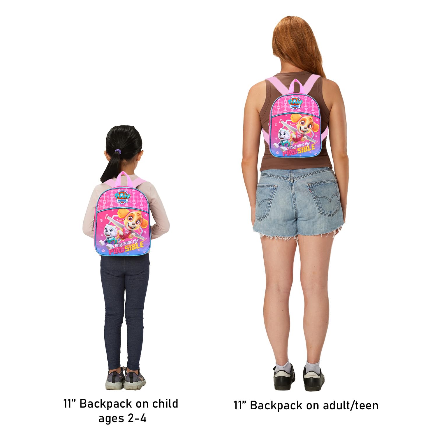 Paw Patrol Backpack for Girls ~ 3 Pc Bundle With Premium 11" Skye Mini School Bag for Toddlers with Stickers and Tattoos School Supplies