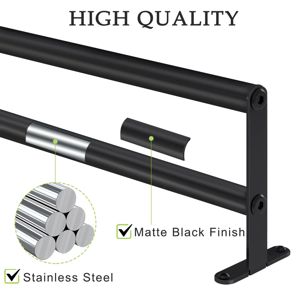 XEENEW Double Towel Bar, 24 Inch Towel Racks for Bathroom, Stainless Steel Bathroom Towel Holder, Towel Rack Wall Mounted Towel Hanger Towel Rod, Matte Black