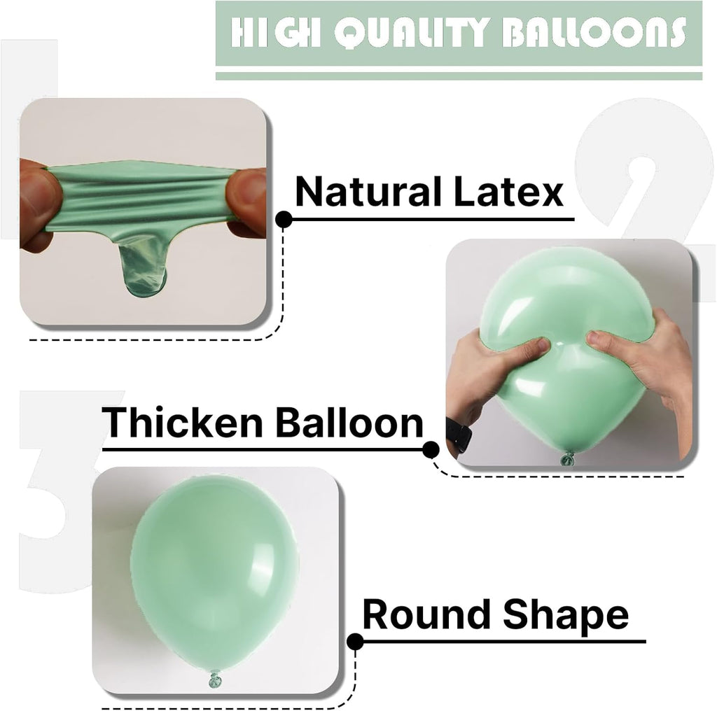 PartyWoo Light Green Balloon Arch Kit - 127pcs in Mint Pastel Sizes for Baby Showers & Birthdays