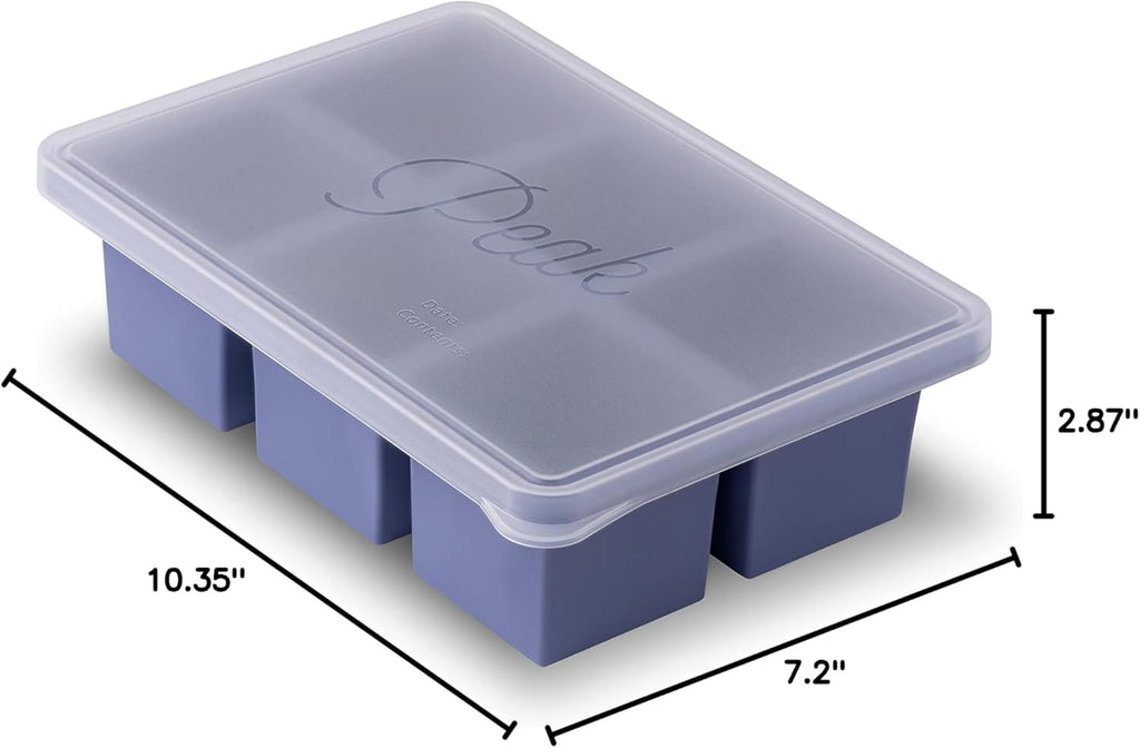 W&P Cup Cubes Silicone Freezer Tray - Blue 1-Cup Portion Maker for Soup, Broth & Leftovers