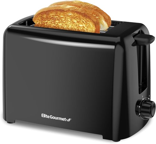 Elite Gourmet Cool Touch Toaster - 6 Temperature Settings & Extra Wide Slots for Bagels | Black, 2 Slices