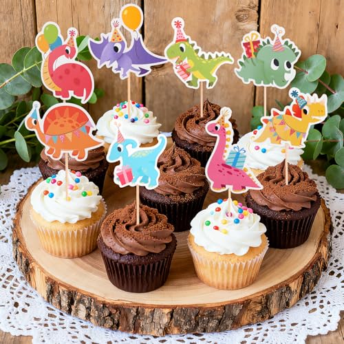 32 Dinosaur Cupcake Toppers - Cute Dino Picks for Parties