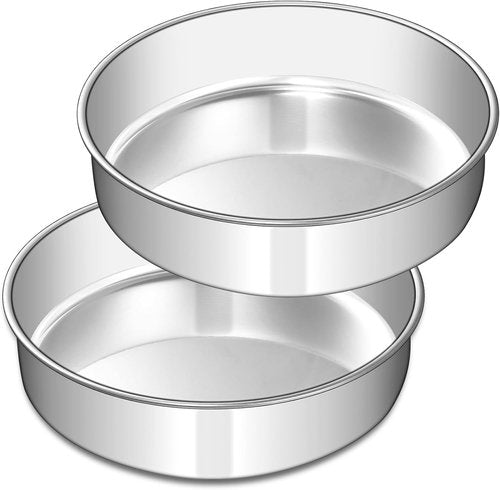 EWFEN 8-Inch Stainless Steel Cake Pan Set - Non-Toxic, Leak-Proof & Dishwasher Safe | Perfect for Layer Cakes
