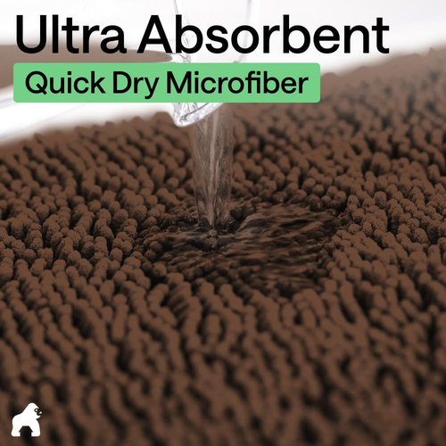 GORILLA GRIP Bath Rug Mat - Soft Absorbent Chenille | Quick Dry Microfiber, 44x26, Brown