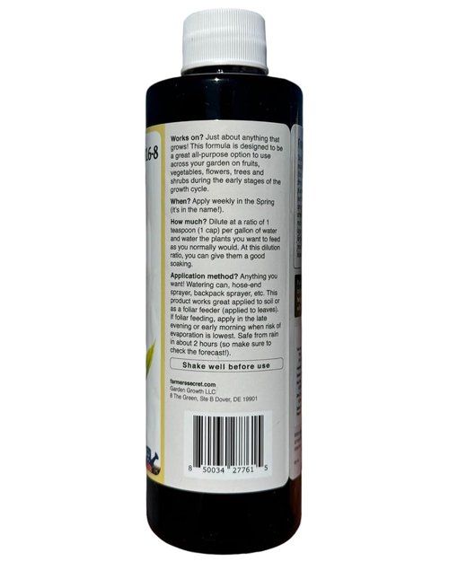 Farmer's Secret Spring Booster Fertilizer - Super Concentrated 8-16-8 Formula for All Plants (8oz)