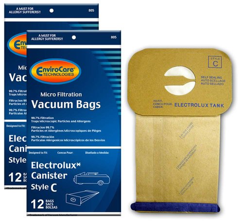 EnviroCare Replacement Micro Filtration Vacuum Cleaner Dust Bags made to fit Vacuum Bags for Electrolux Canisters Style C 24 Bags