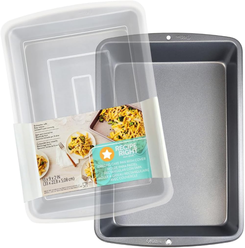 Nonstick Baking Pan by [Brand Name] - 9x13 Inch Covered Cake Pan for Brownies, Lasagna | Dishwasher & Freezer Safe