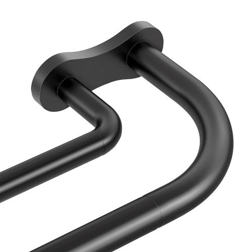 Wolistsa Double Curtain Rod, Black Wrap Around Blackout Dual Curtain Rods for Windows 48 to 84 inch, Adjustable Heavy Duty Curved Spliced Room Darkening Double Rods, All Metal, Aluminium Bracket