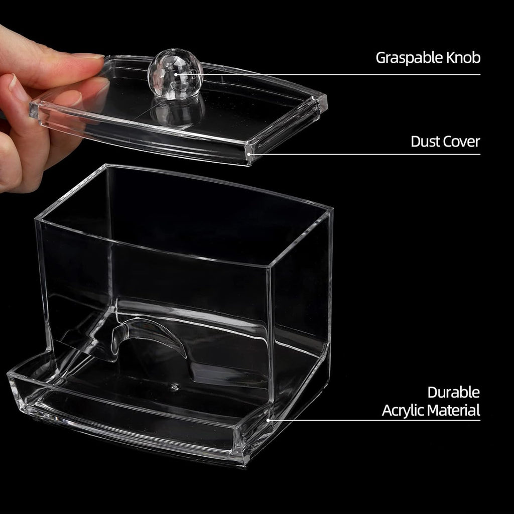 Tbestmax Qtip Holder Dispenser - Clear 10oz Bathroom Organizer for Cotton Swabs & Accessories