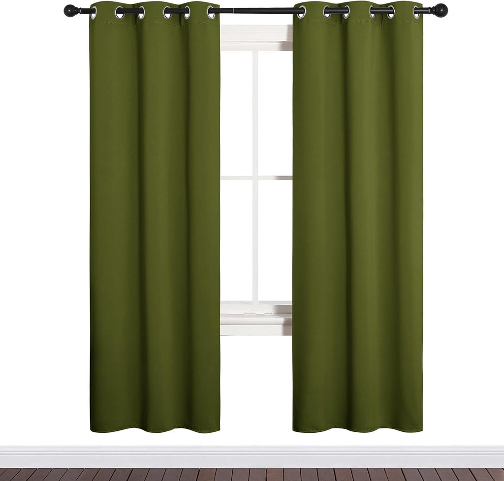NICETOWN Blackout Curtain Panels - Thermal Insulated Draperies for Bedroom | Olive Green, 34x72 Inch (One Pair)