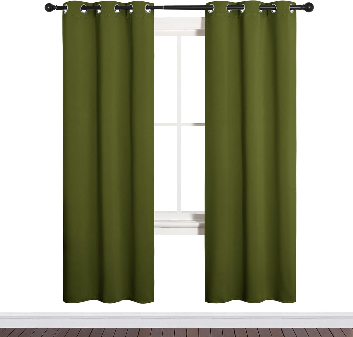 NICETOWN Blackout Curtain Panels - Thermal Insulated Draperies for Bedroom | Olive Green, 34x72 Inch (One Pair)