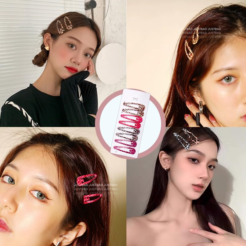 Leopard Print Snap Hair Clips Y2k Metal Barrettes for Women Girls