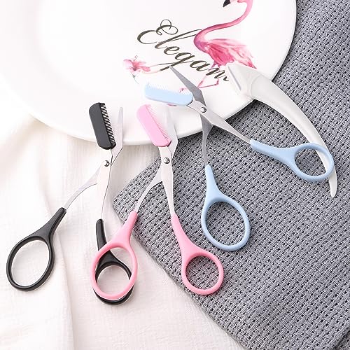 JIAKAI 3-Piece Eyebrow Trimmer Scissors with Comb and Razor