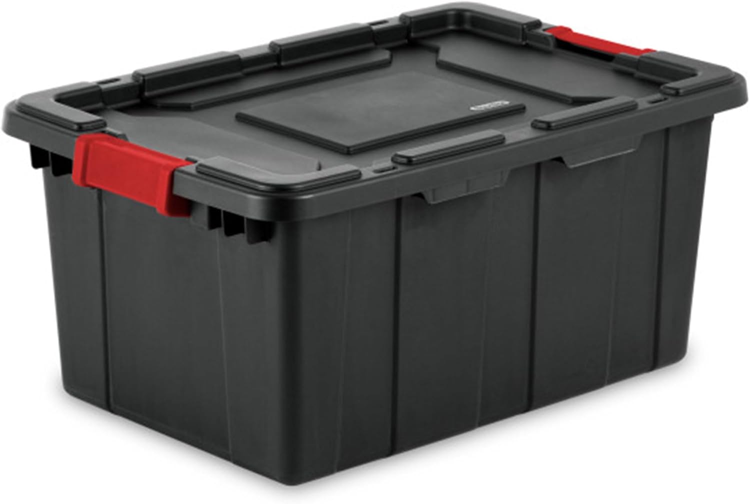 Sterilite 6-Pack Industrial Tote | Heavy-Duty 15 Gallon Plastic Storage Bins with Lids - Black