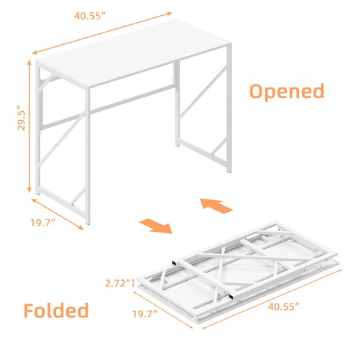 Elephance Folding Desk Writing Computer Desk for Home Office, No-Assembly Study Office Desk Foldable Table for Small Spaces
