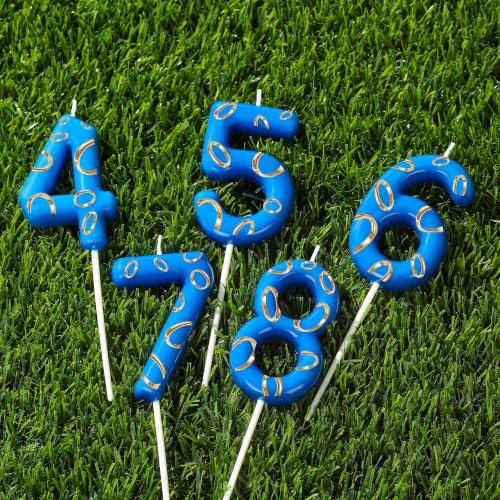 Blue & Golden 4 Number Birthday Candle - 2.76 Inch Cartoon Style