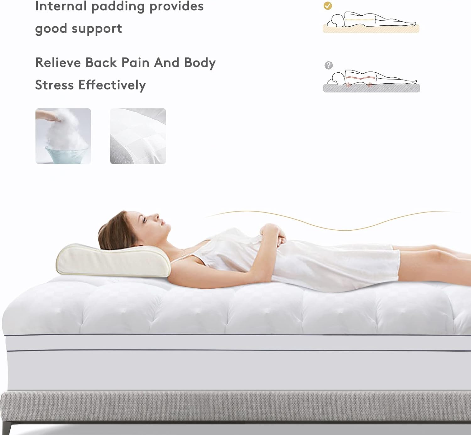 SameBed Mattress Topper - Extra Thick Cooling Mattress Pad for Back Pain | Fits 8-21 Inch Deep Pocket