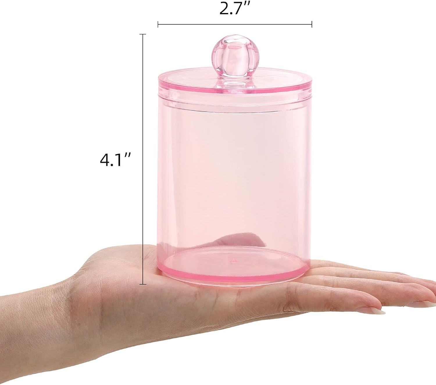 Tbestmax Apothecary Jar - 10 OZ Q-Tips Holder & Cotton Ball Organizer | Pink Bathroom Storage