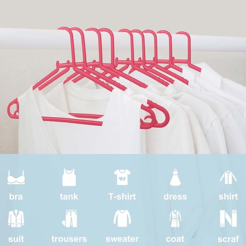 Byomostor Plastic Hangers - Durable Non-Slip G-Shape Clothes Hangers | 50 Pack in Pink